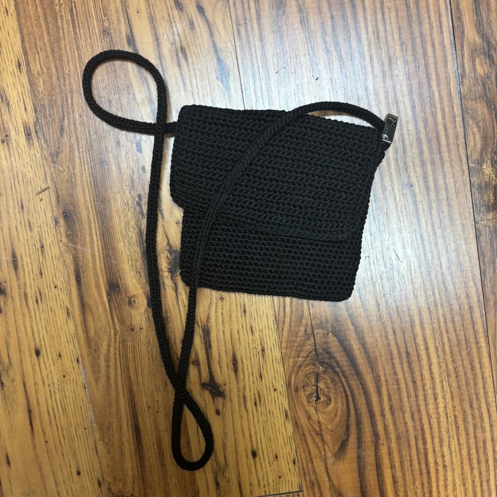 Vintage Y2K The Sak Crochet Small Black Crossbody